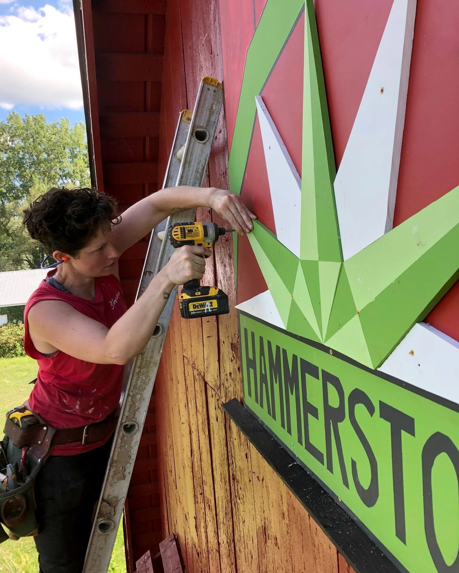 Have you noticed the iconic Hammerstone barn quilt on the big red barn at our Trumansburg campus? Christina painted this in 2016, but it took me (Maria) years to actually hang it on the barn. I kept thinking, &quot;this weekend I'll put it up and sur