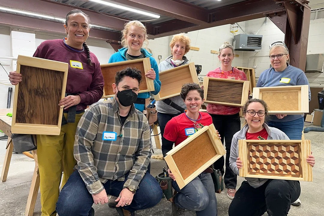 Check out the stunning results from our 2-day Build a Serving Tray class! ✨ This year we'll offer the class on March 5-6 -- join us for an all-levels dive into woodworking with a gorgeous take-home project! You'll get two full days of immersing yours