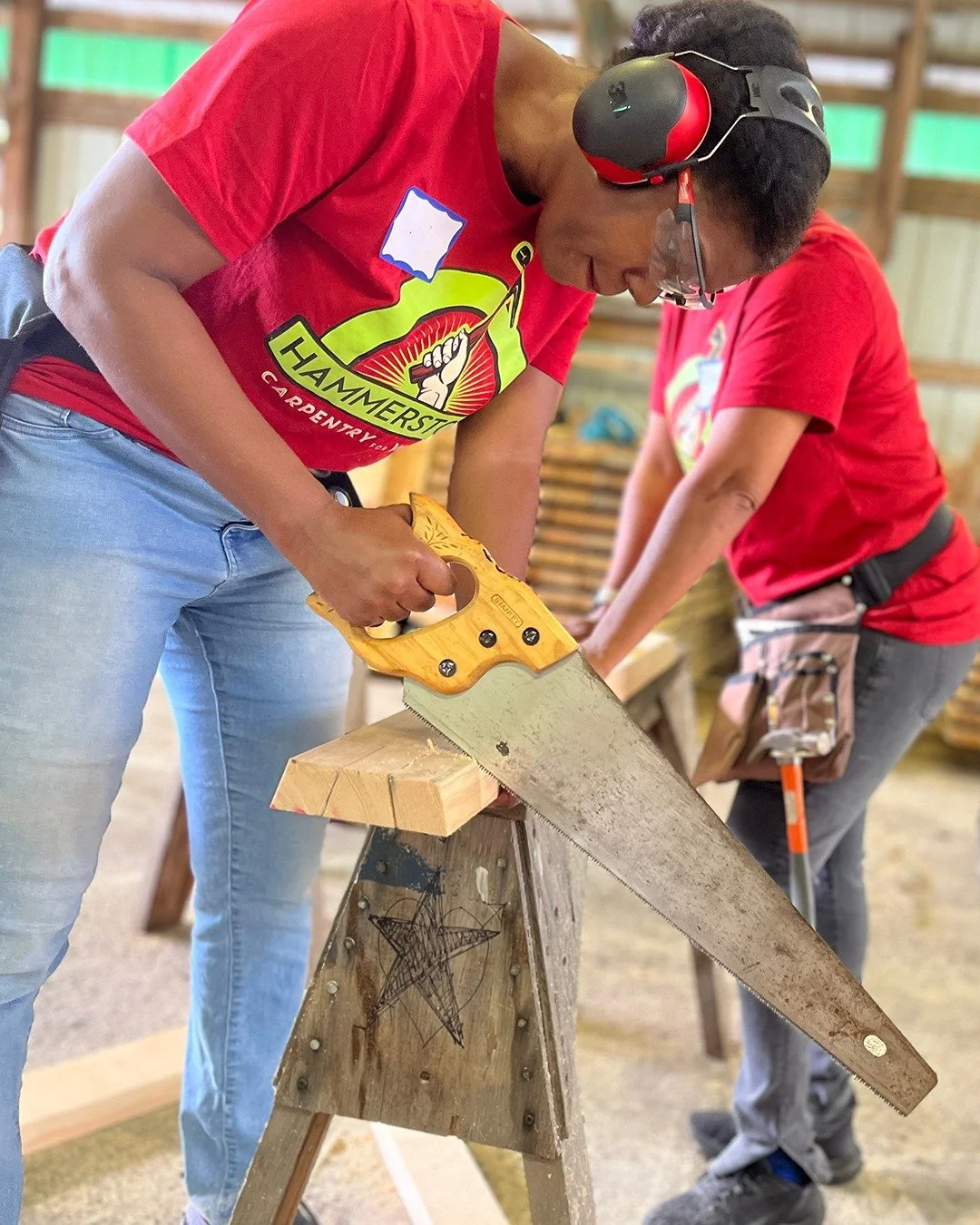 Unlike some other intro carpentry classes, we teach both the circular saw AND the hand saw.

The hand saw gives you a feel for wood grain: how much force it takes to cut across wood fibers, and what might cause the wood to split or splinter. Understa
