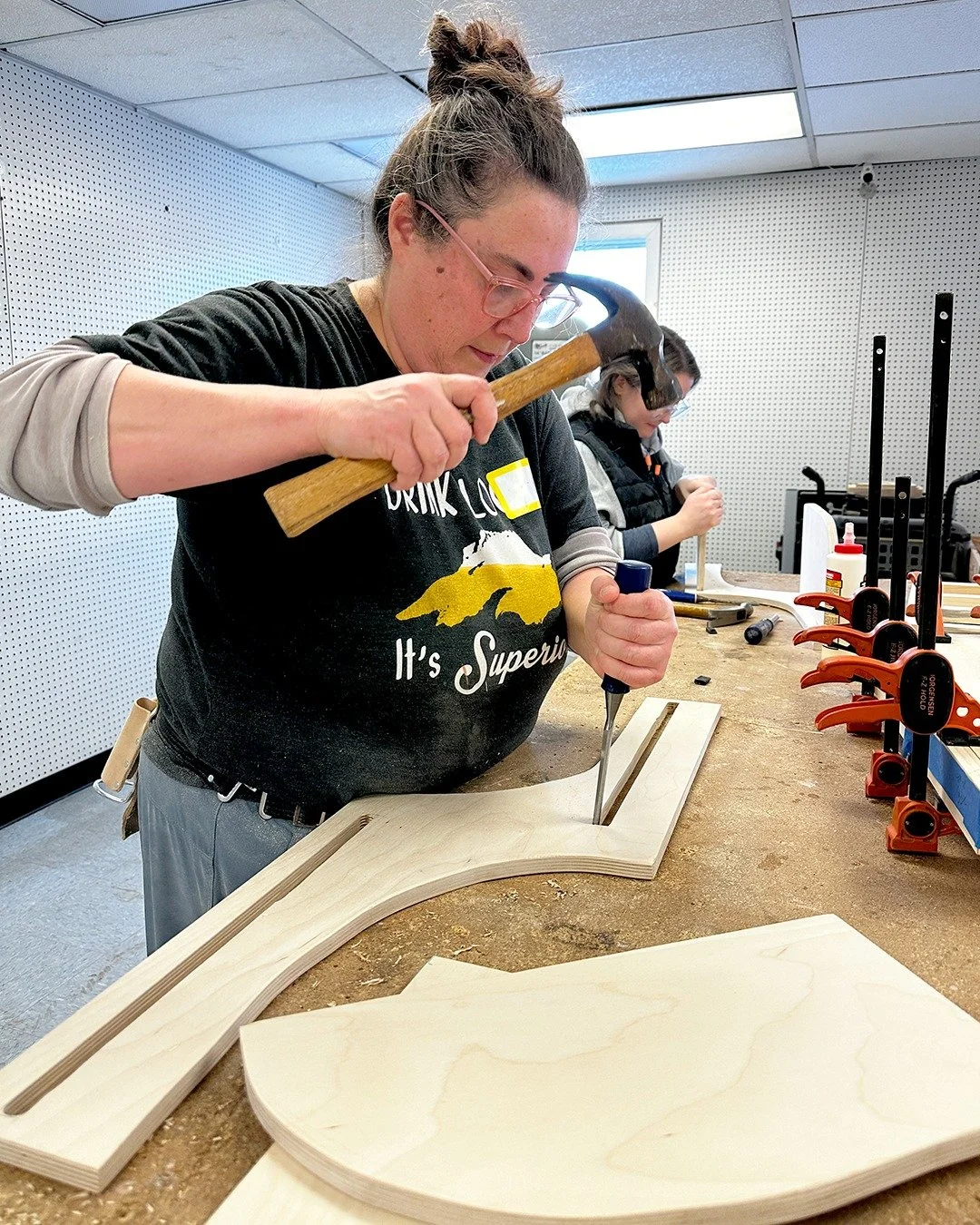 Next Friday is one of the few ONE-day classes we'll offer in 2026: Build a Curvy Shelf! Join us to get practice with the circular saw, jigsaw, router, drill, and hand tools like the chisel. You'll take home one curvy shelf and learn how to safely han