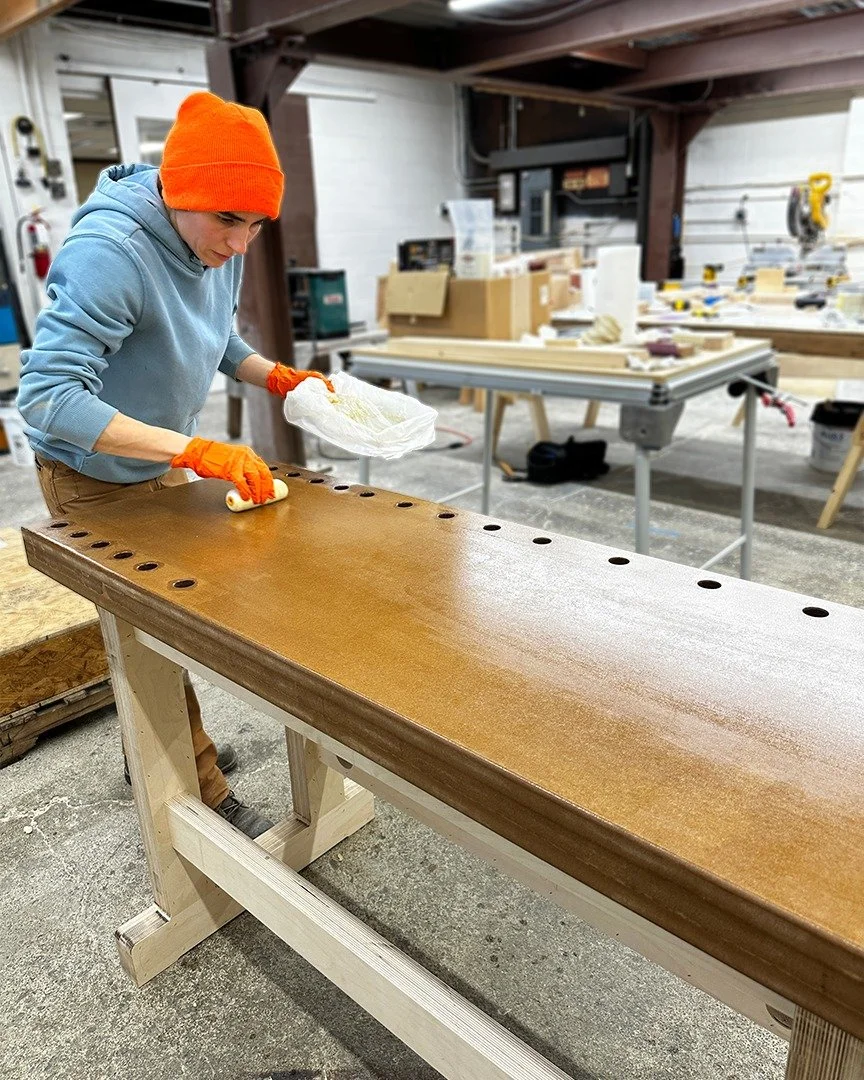 Our carpentry apprentice Sophie has been hard at work putting the finishing touches on a brand new set of workbenches! These beauties will be used to teach woodworking in classes like Woodcarving: Low Relief and Kumiko.

When we&rsquo;re not teaching