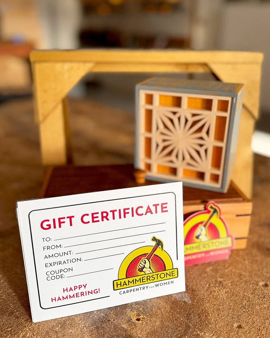 What better Mother's Day gift than an empowering, skills-building carpentry class? If mom has been meaning to get into carpentry, DIY projects, or taking home repairs into her own hands, get her a Hammerstone GIFT CARD! ❤️🪚

&rarr; hammerstoneschool