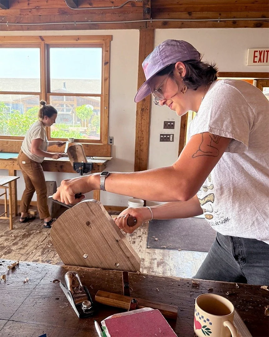 Why use hand tools? For one, they're affordable. To build a gorgeous, sturdy table or stool, all you need is a hand drill, drawknife, mora knife, crosscut handsaw, and maybe a jigsaw.

Compare that to the table saw, jointer, planer, and the other lar