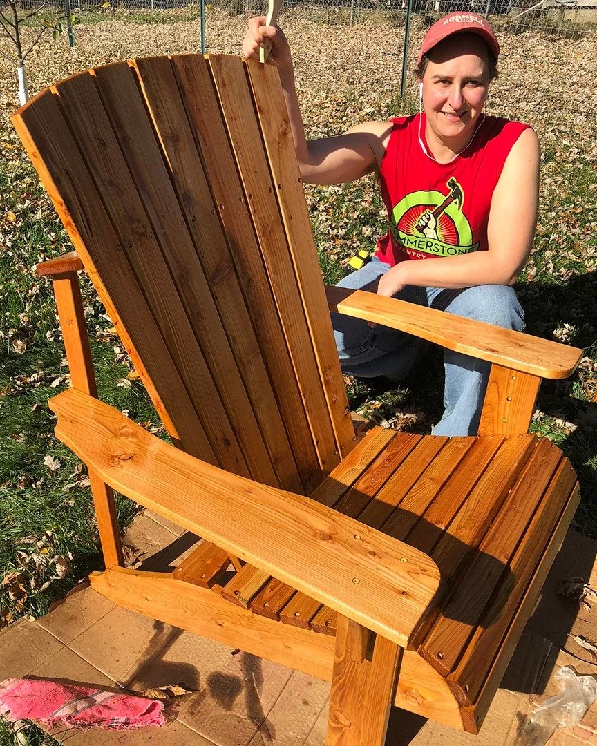 Adirondack Chair season! The worst part about taking this class is fielding all the requests from friends who beg you to build a chair for them, too!

Our June session is FULL but we still have a *FEW* spots left in July!

We offer this class only tw