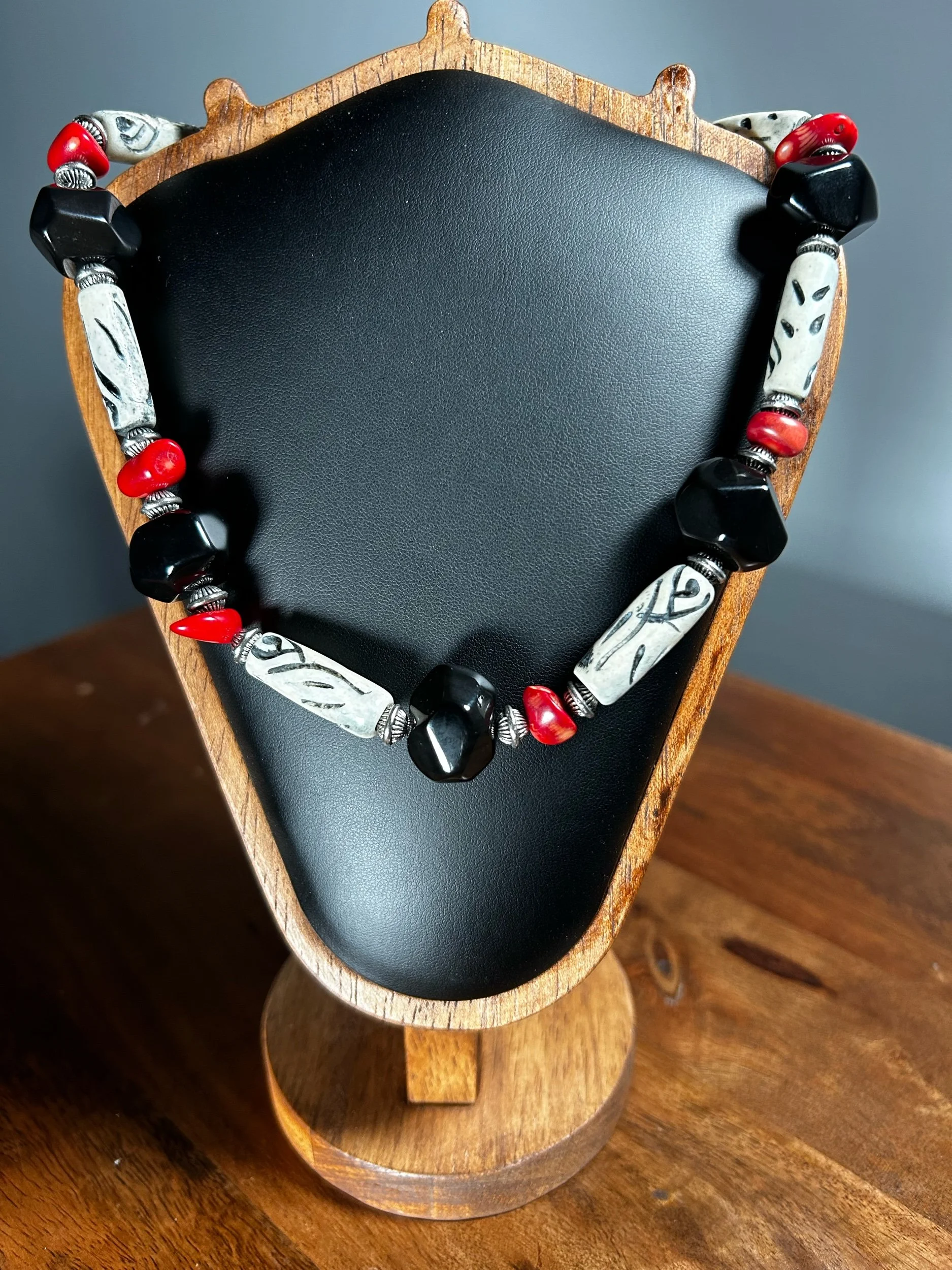 Black Obsidian & Red Coral Crystal's