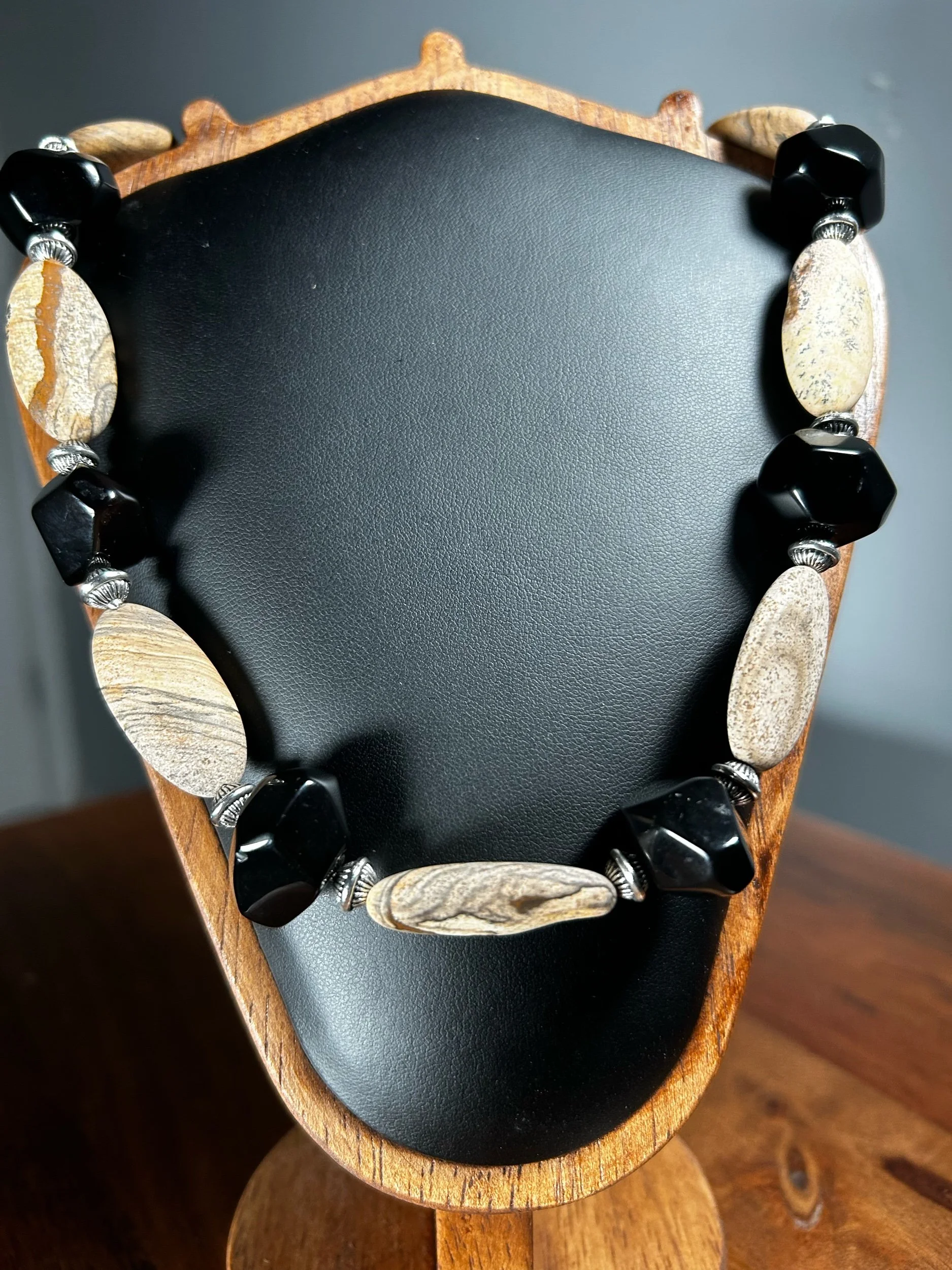 Picture Jasper & Black Obsidian Crystal's