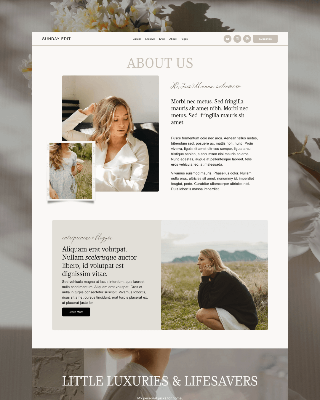 Sunday Edit by Kseniia Design Studio | Squarespace 7.1 Website Template | Squarespace Ecommerce Website