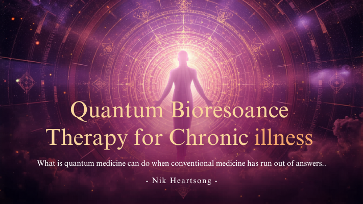 Quantum Bioresonance Therapy For Chronic Illness Cover with frequencies and vibrations emanating out from a human form