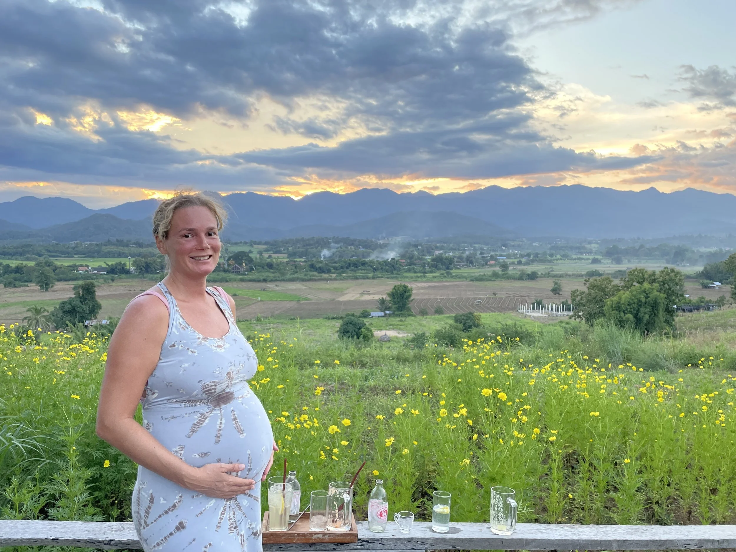 Nik Heartsong pregnant with son Rio in Pai Thailand 2021 The Intelligence of the Body is Not Random it is Purposeful Everything Happens for a Reason by Divine Intelligence by Nik Heartsong Winged Heart Healing