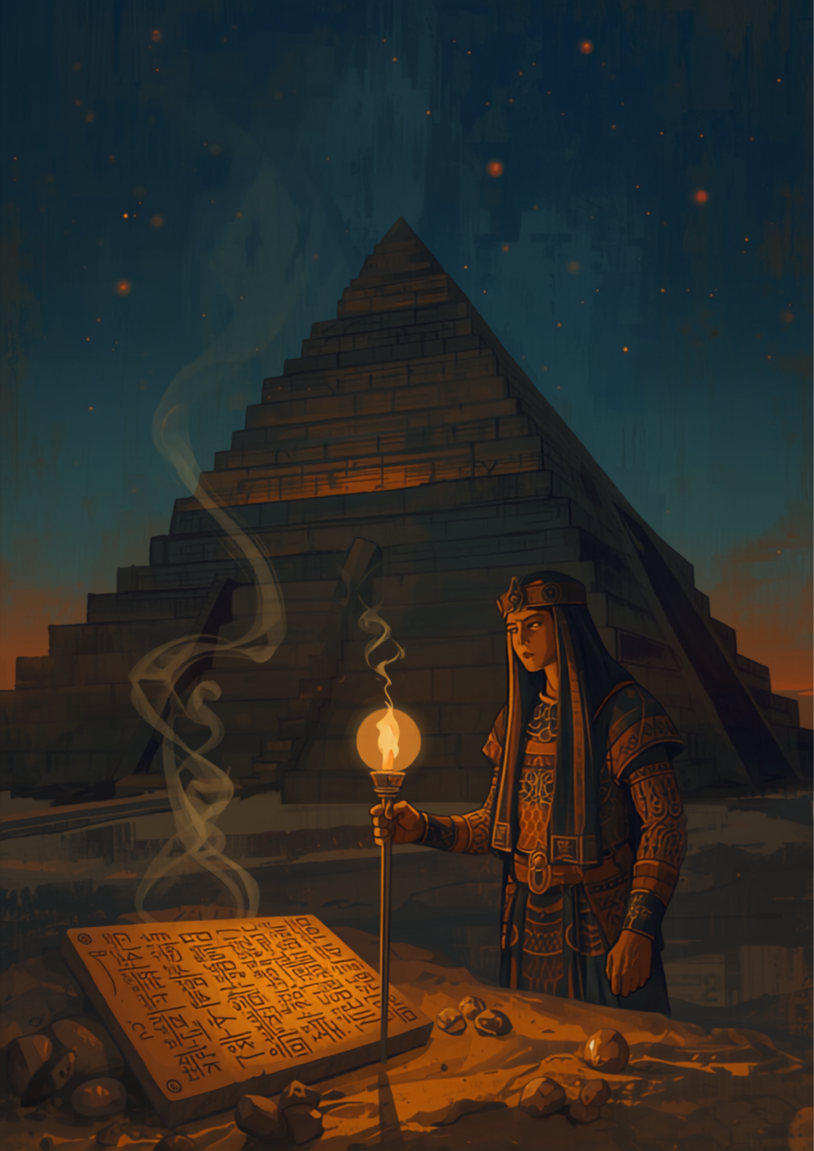 Ancient pyramid with priestess healing ceremony spirit medicine