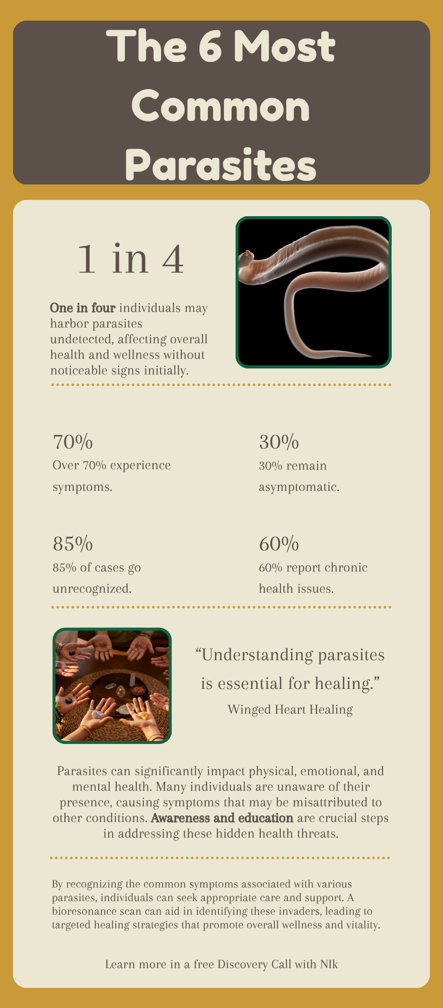 The 6 most common parasites infographic by Winged Heart Healing