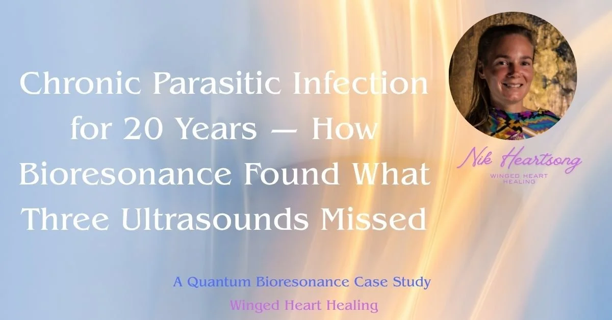 Chronic Parasitic Infection for 20 years - how bioresonance found what three ultrasounds and several doctors missed - root cause healing with Nik Heartsong of Winged Heart Healing