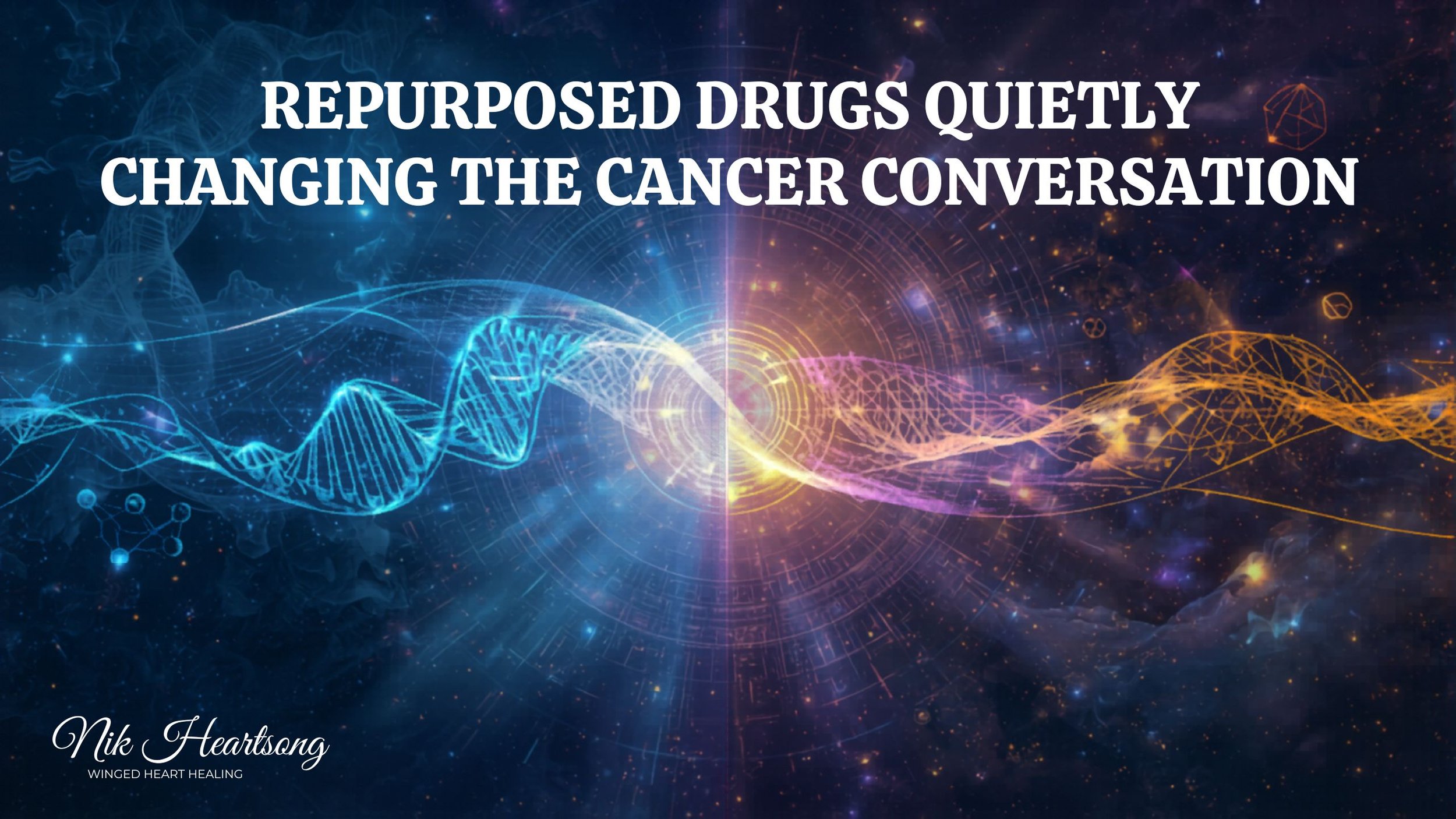 Repurposed Antiparasitic Drugs Quietly Changing the Cancer Conversation image of DNA double helix light codes with Nik Heartsong Winged Heart Healing