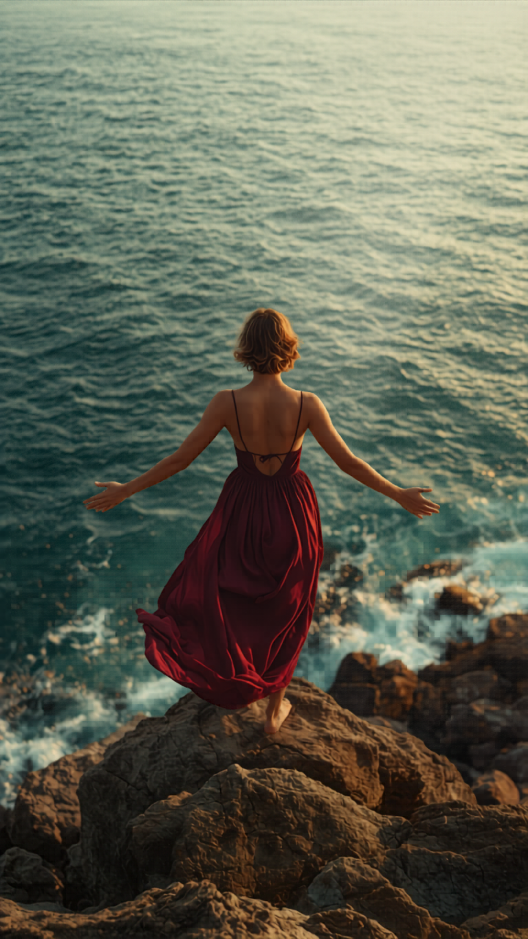 Woman Embracing Freedom on the Shoreline Healing is About Removing Interference Quantum Bioresonance Frequency Medicine with Nik Heartsong Winged Heart Healing