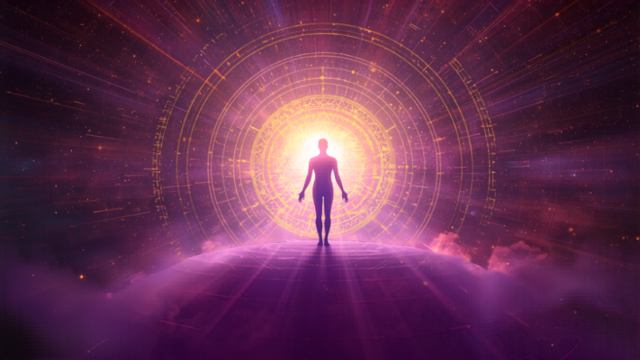 Quantum Bioresonance Frequencies emanating out from human form like a bright radiating sun