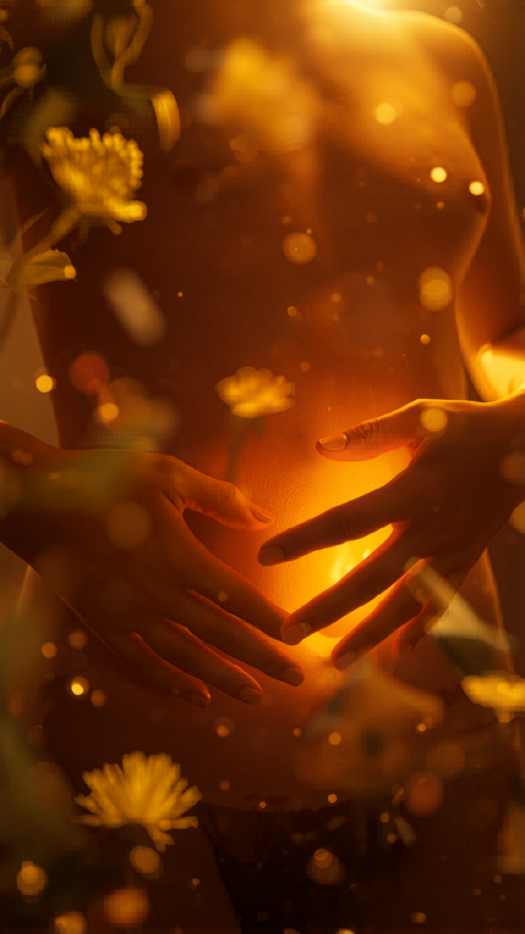 The Human Body with the Liver Glowing Golden and her hands over the liver area of her abdomen suffused with glowing golden light what the liver actually does including all the functions with Nik Heartsong of Winged Heart healing