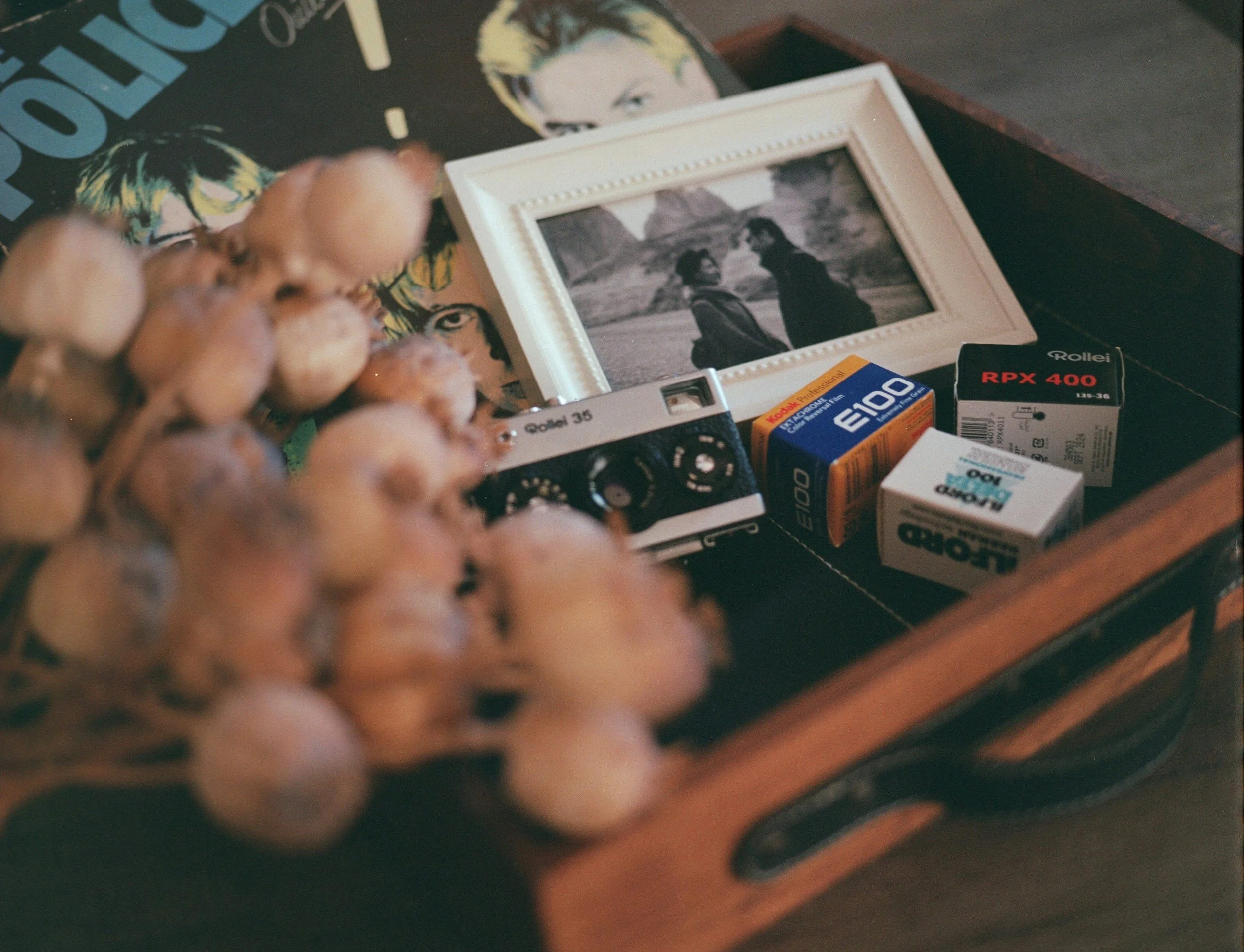 Meaningful photographs, books, and keepsakes representing thoughtful downsizing and life transitions