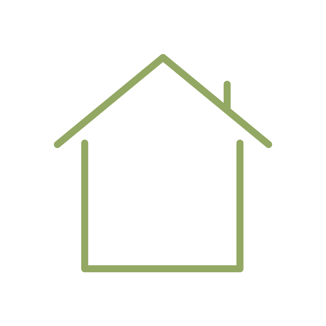 Home icon representing downsizing and simplifying accumulated belongings