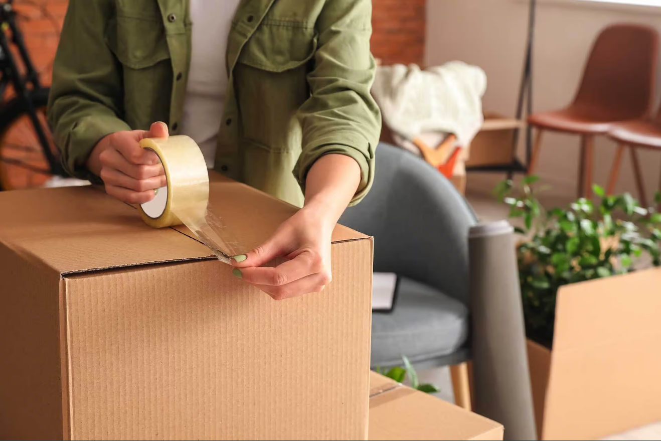 Packed moving boxes representing professional packing and unpacking services in New Hampshire