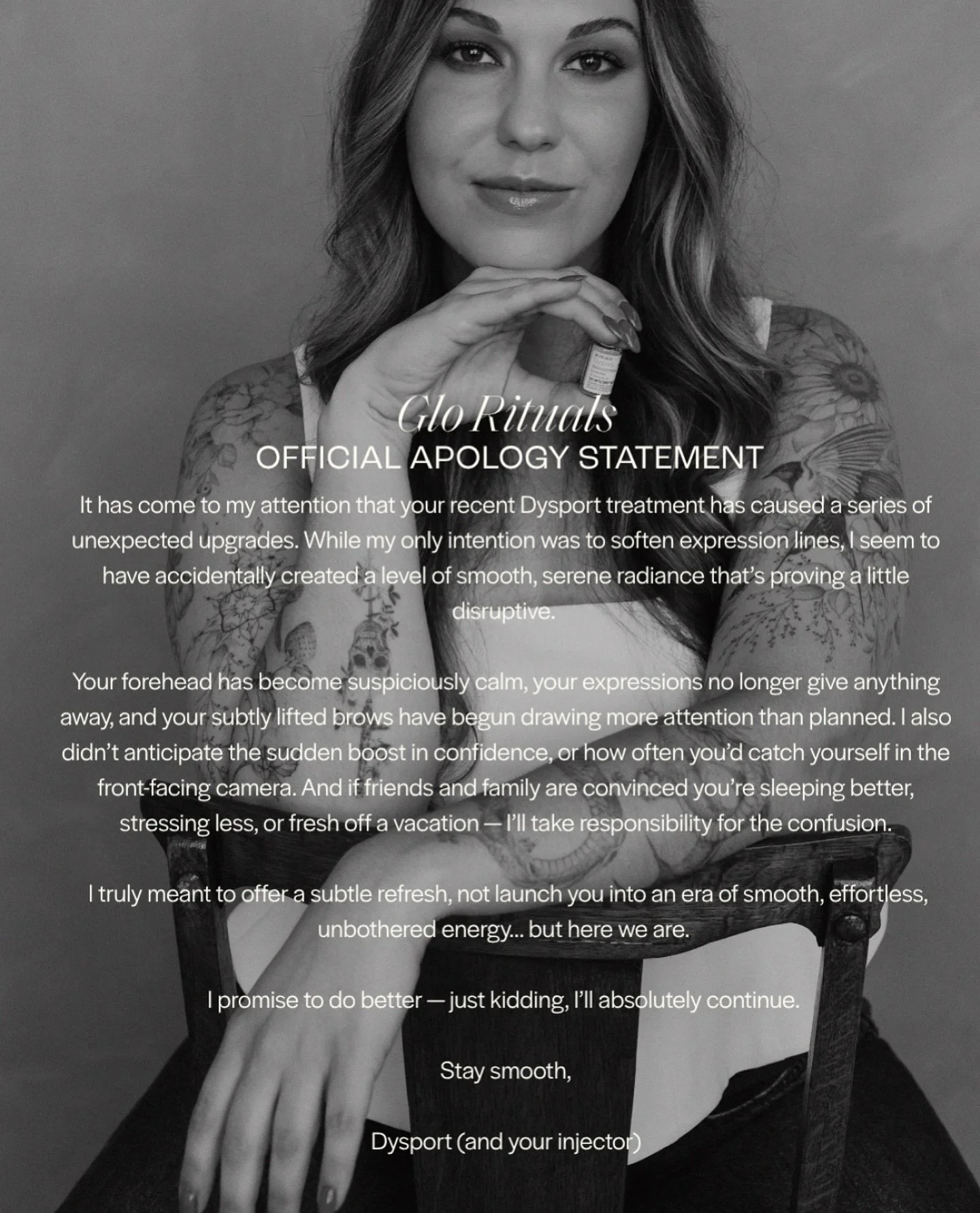 Serving you a formal apology for the side effects of being smooth, calm, and effortlessly unbothered.

Dysport was meant to be subtle&hellip; but sometimes a little enhancement turns into a whole new era. 

If refreshed expression lines, softer movem