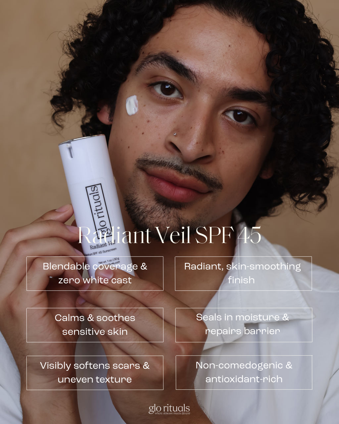 Your Daily Shield of Luminosity

Elevate sun protection to an art form. Radiant Veil SPF 45 is more than sunscreen—it's a weightless veil of radiance that protects, perfects, and illuminates in one effortless step.

The Ritual: This silky, invisible 