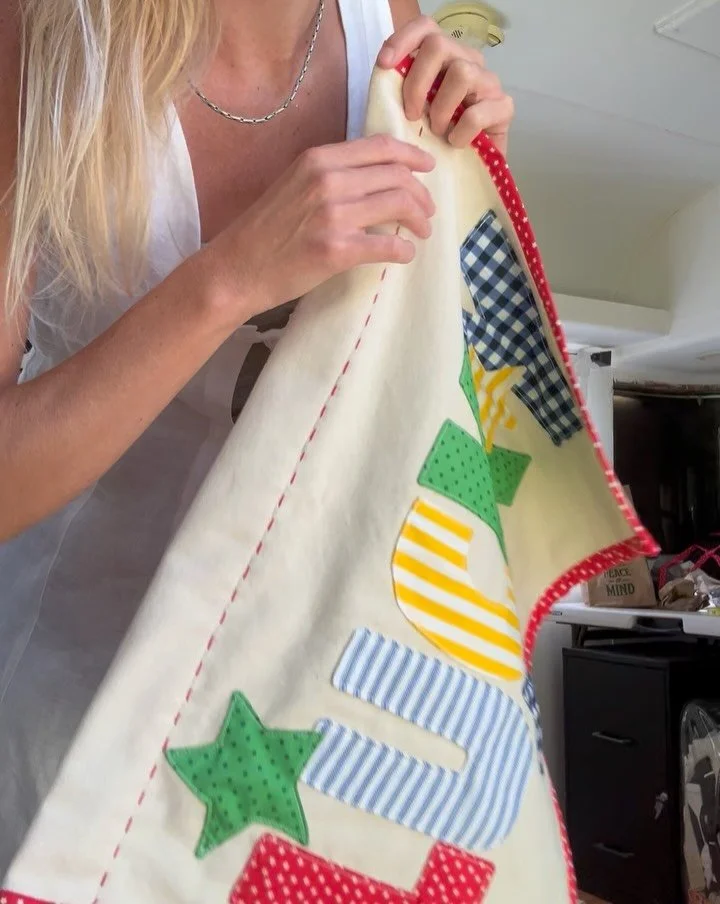 Atelier Wear Trash 😚🗑️🪡🧵July Wrap Up.
&bull;Custom baby name wall tapestry
&bull;Custom clown costume + quilt coats
&bull;Sewing lessons- pictured are some boxer shorts from button down shirts🤗
&bull;A silk dress split ♻️ into a tank/skirt set
&