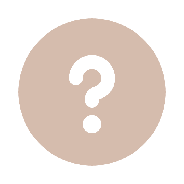 A question mark inside a beige circle with a black background.