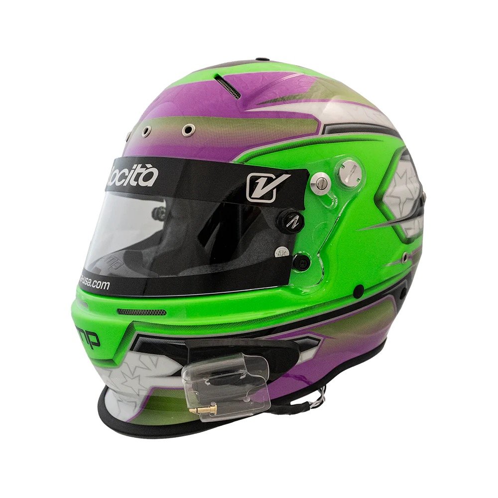 RZ-70 Pro Series Helmet Green Purple Left.jpeg