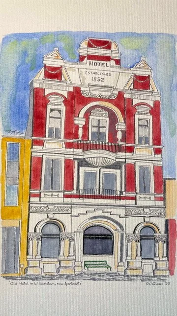 Old Hotel Nelson Place | Watercolour and Pen & Ink | 21cm x 30cm | 300gsm Paper | Price $220