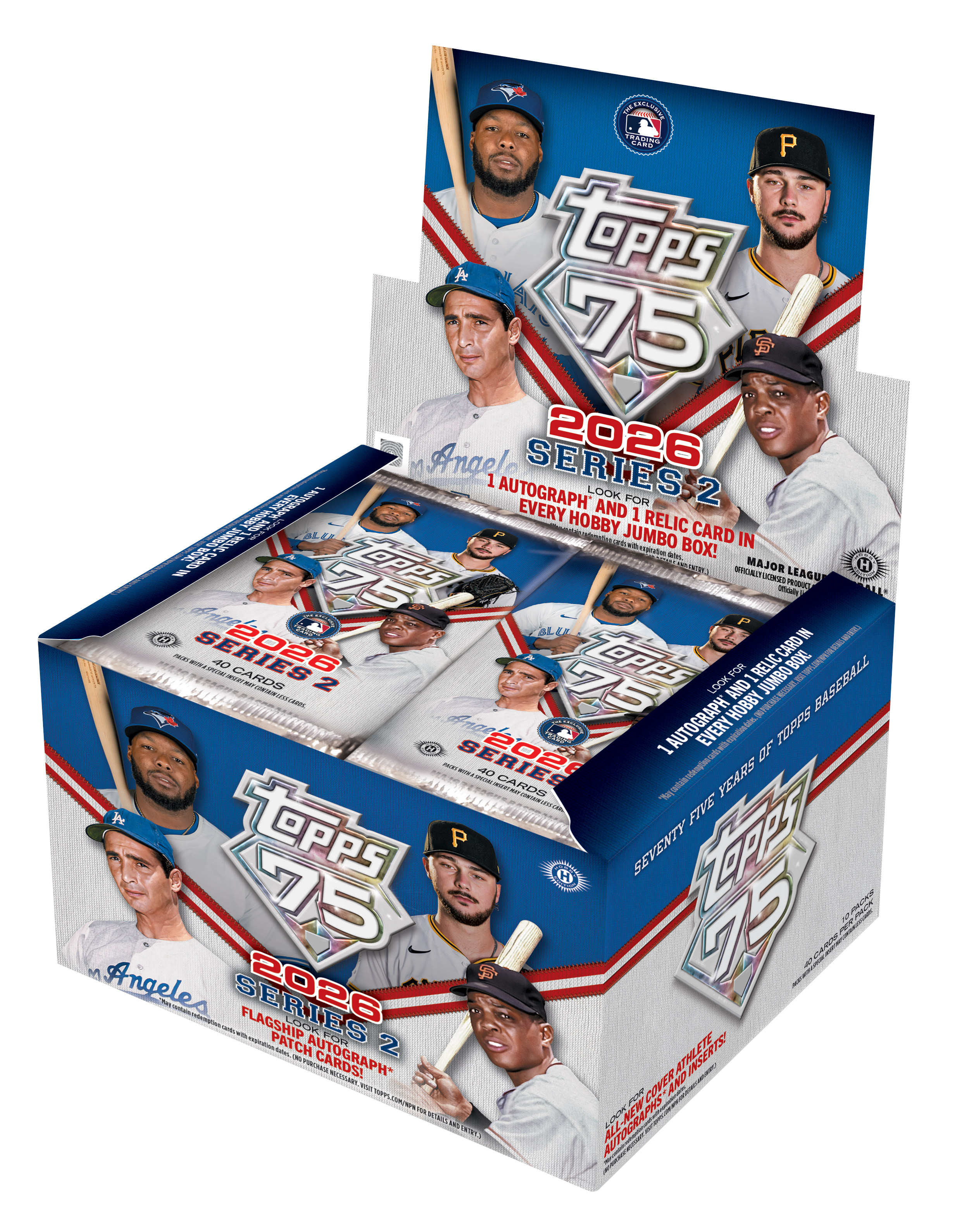 10 Packs per box, 40 Cards per pack
- 1 Autograph card per box
- 1 Relic card per box