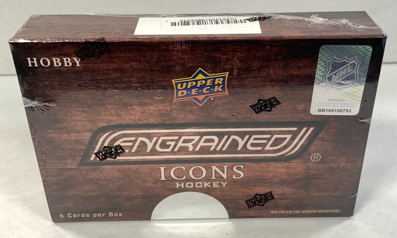 
2024-25 Upper Deck Engrained Icons Hockey
1 Pack per Box, 6 Cards per Pack
Content Highlights:
- 3 Autographs or Memorabilia Cards per box 
- Look for Dual Game-Used Nameplate Cards!