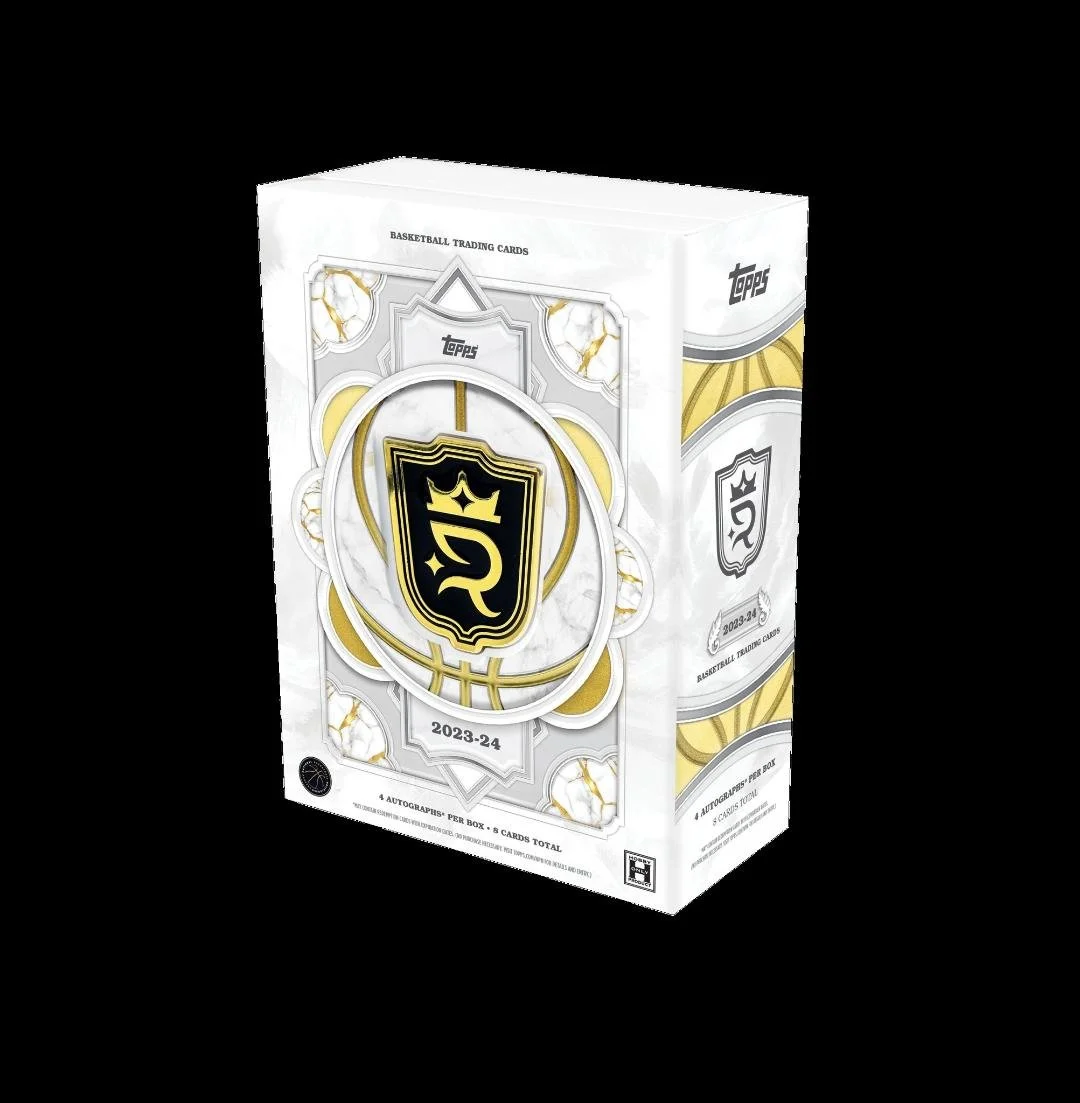 2023-24 Topps Royalty Hobby Basketball
1 Pack per Box, 8 Cards per Pack
Content Highlights:
- 4 Autograph Cards per box
- Look for Victor Wembanyama Rookie Patch Autographs!
- Look for Jersey Tag Autograph Cards!