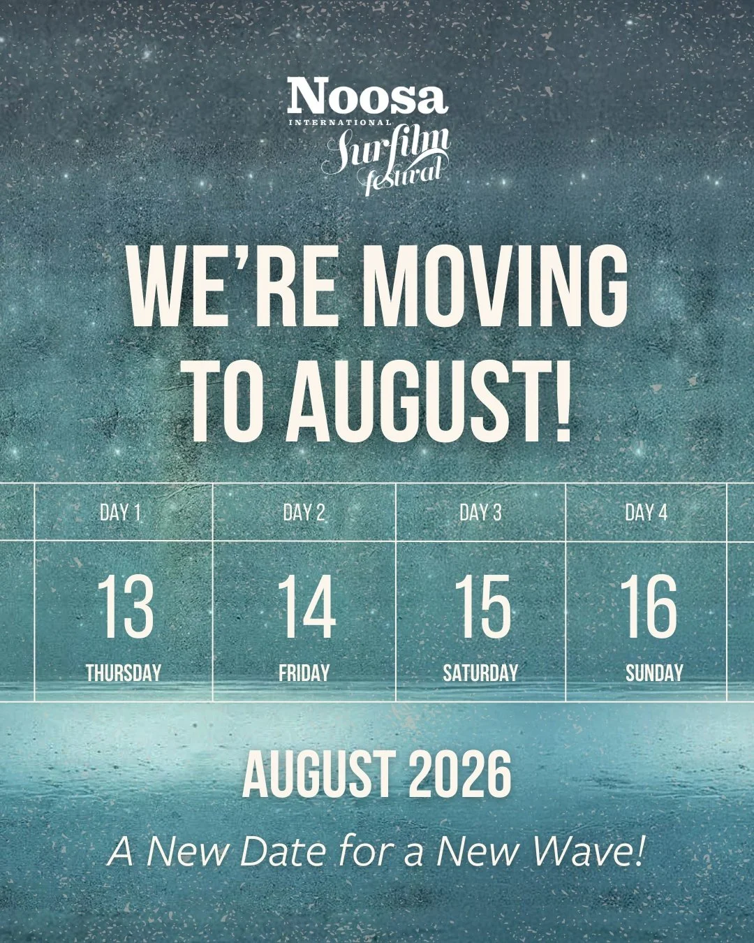 Something exciting is shifting on our horizon.

After lots of consideration... and a few unexpected logistical curveballs, we&rsquo;ve made the call to move the festival back to 13&ndash;16 August 2026.

While we genuinely loved the idea of a June ce