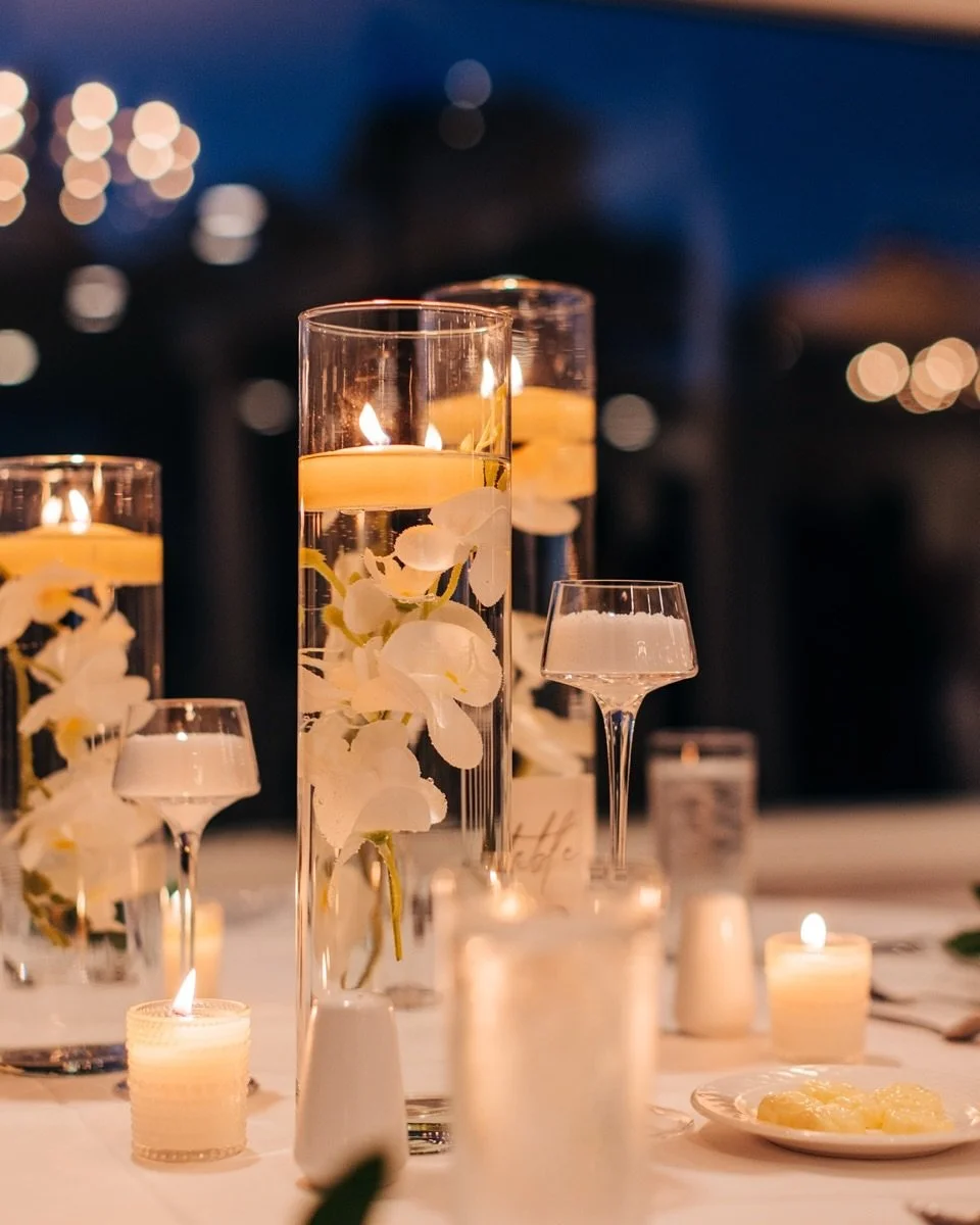 ✨ A Table That Speaks Without Words ✨
Your guests may not recall every detail of your vows, but they’ll always remember how your reception felt.
Our Signature Trio—standing tall at 13, 15, and 17 inches—blends floating candles, or