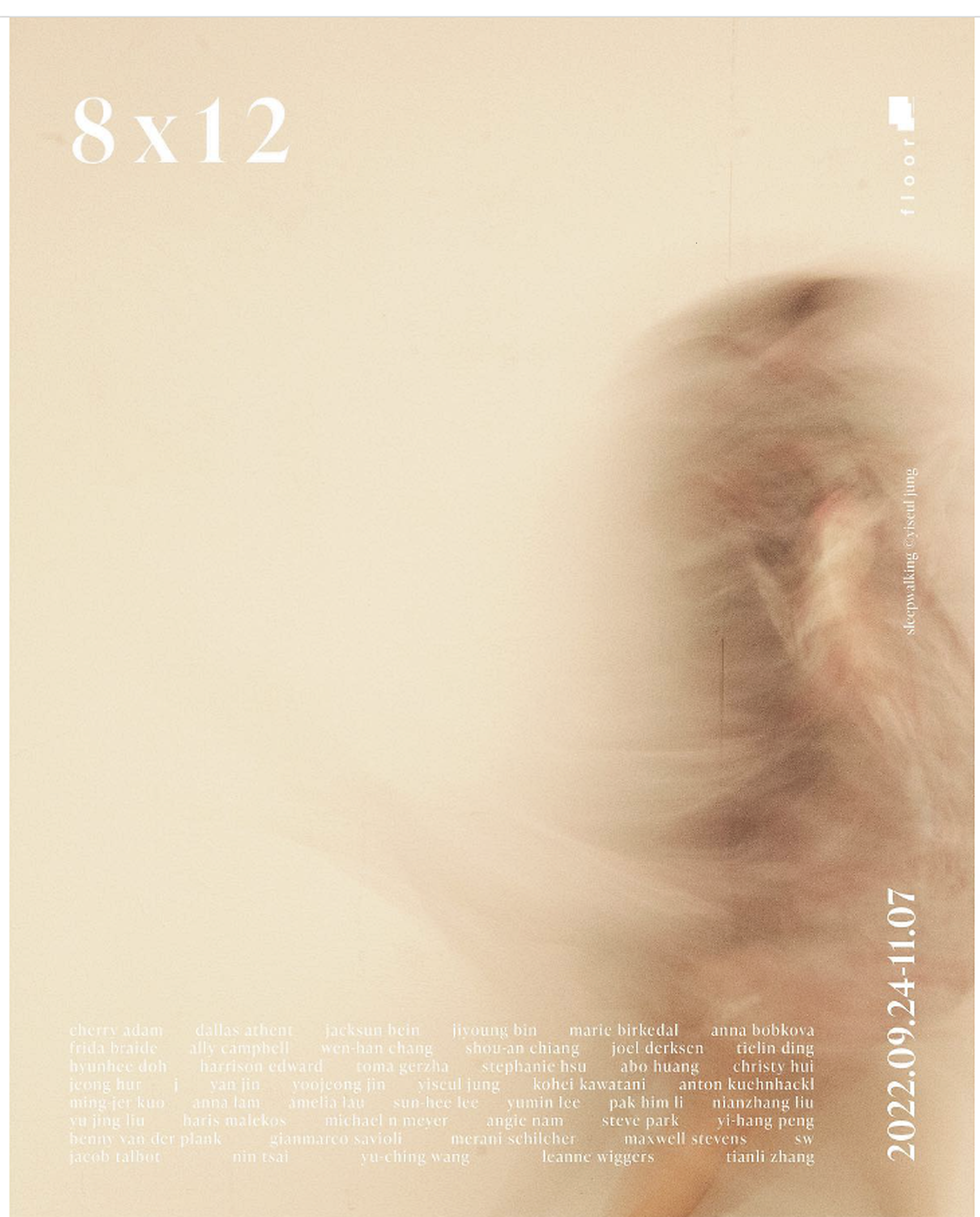 Poster for 8 × 12 at FLOOR_, Seoul, 24 September–7 November 2022, listing Marie Birkedal among the participating artists.