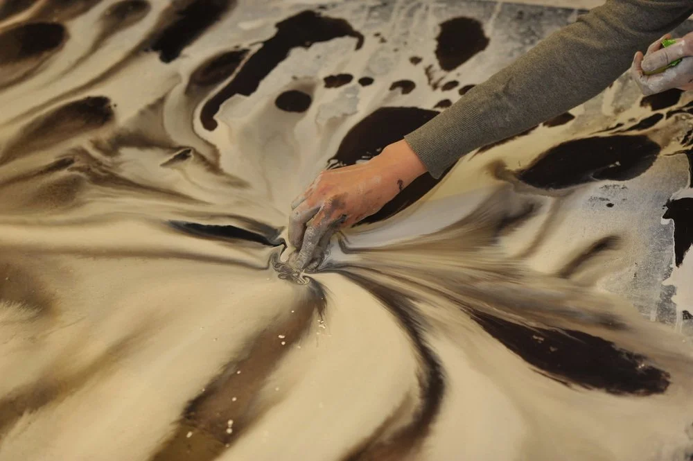 Marie Birkedal working by hand with ink on canvas for the Shefolk series in Copenhagen, 2010