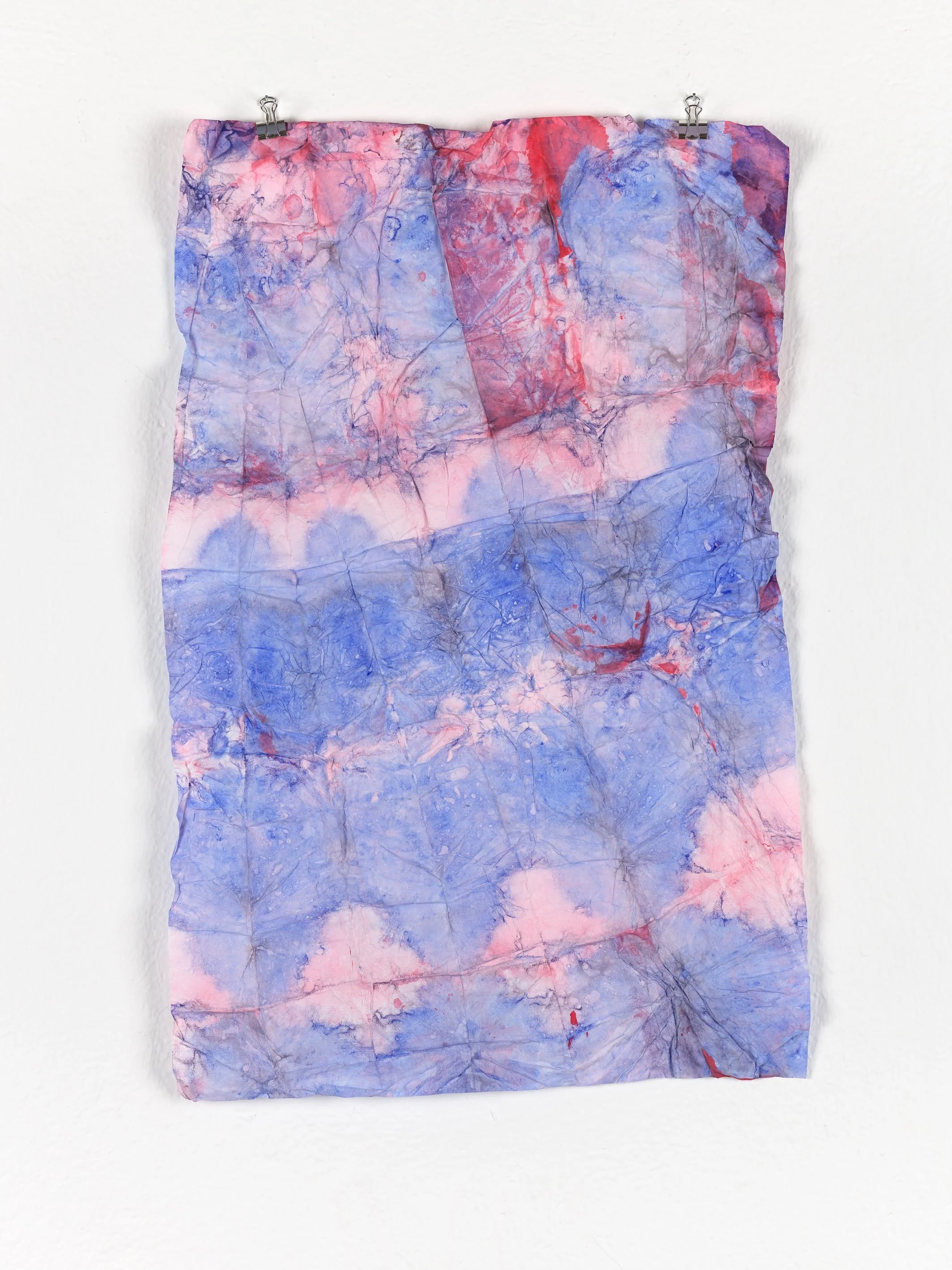 Winstons and Violet Dawns by Marie Birkedal, painting on paper in violet, pink and blue.