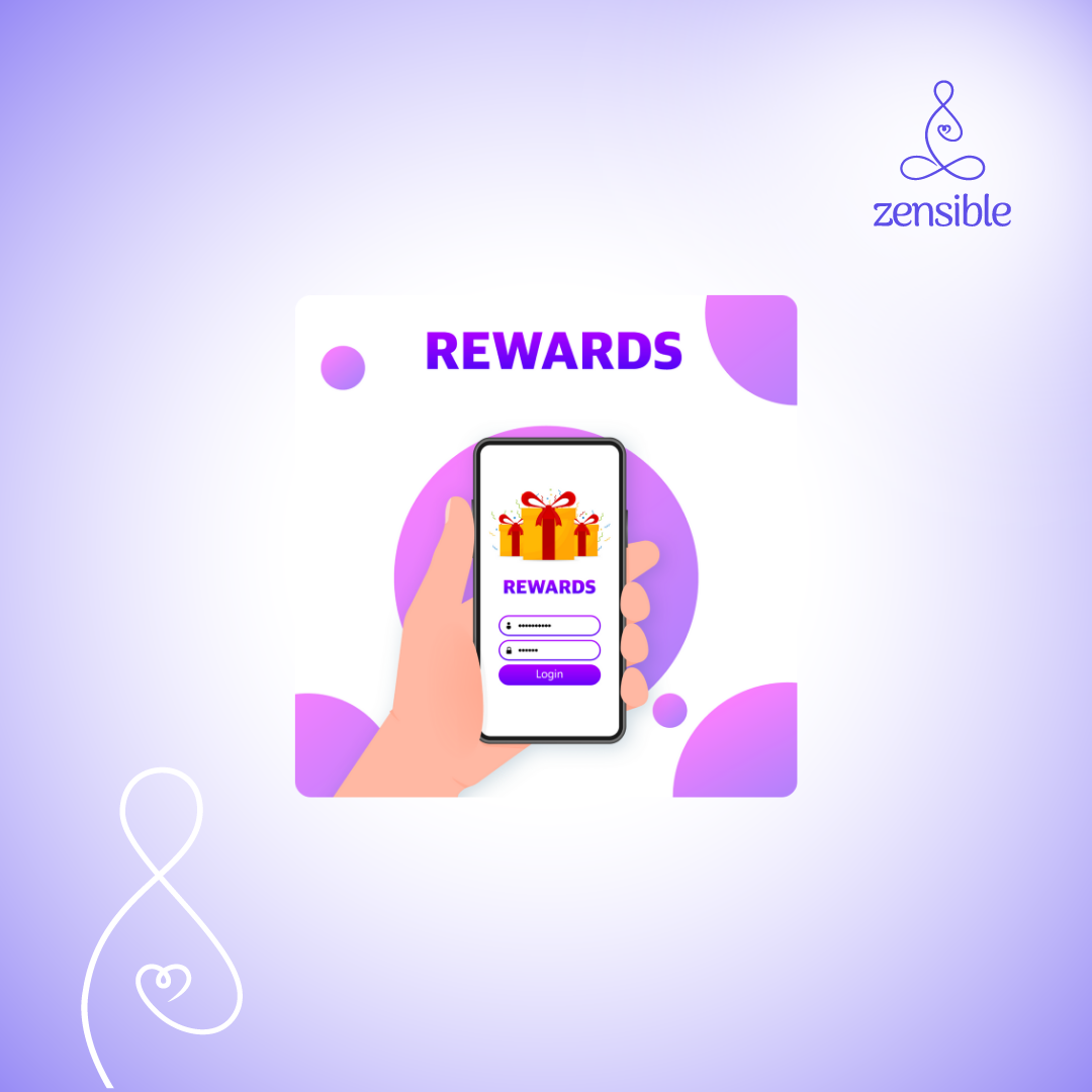 An image showing rewards or incentives within a mobile screen held in a hand.