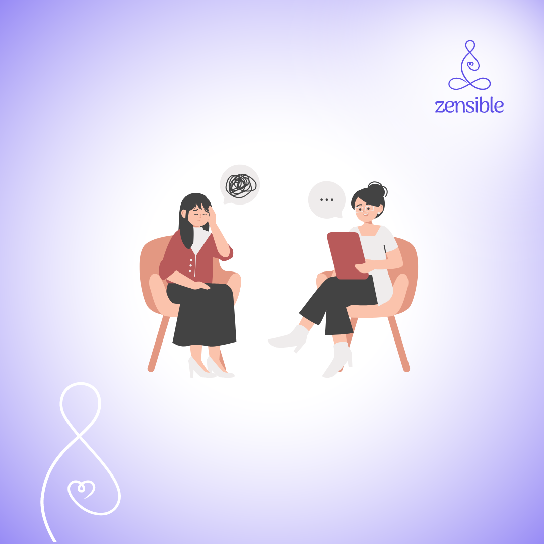 A therapist and client in a counseling session.