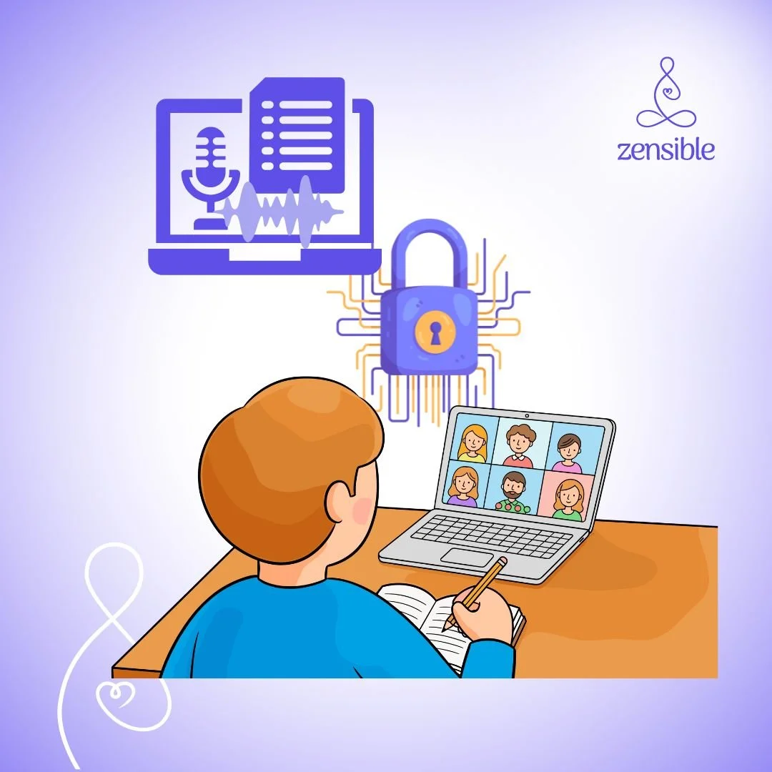 A therapist using ethical note taking tools like Zensible during their online or in-person sessions