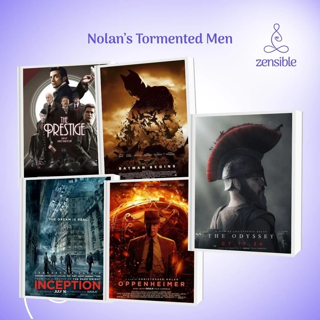 Christopher Nolan's movie heroes in The Prestige, Batman series, Inception, Oppenheimer and the latest The Odyssey