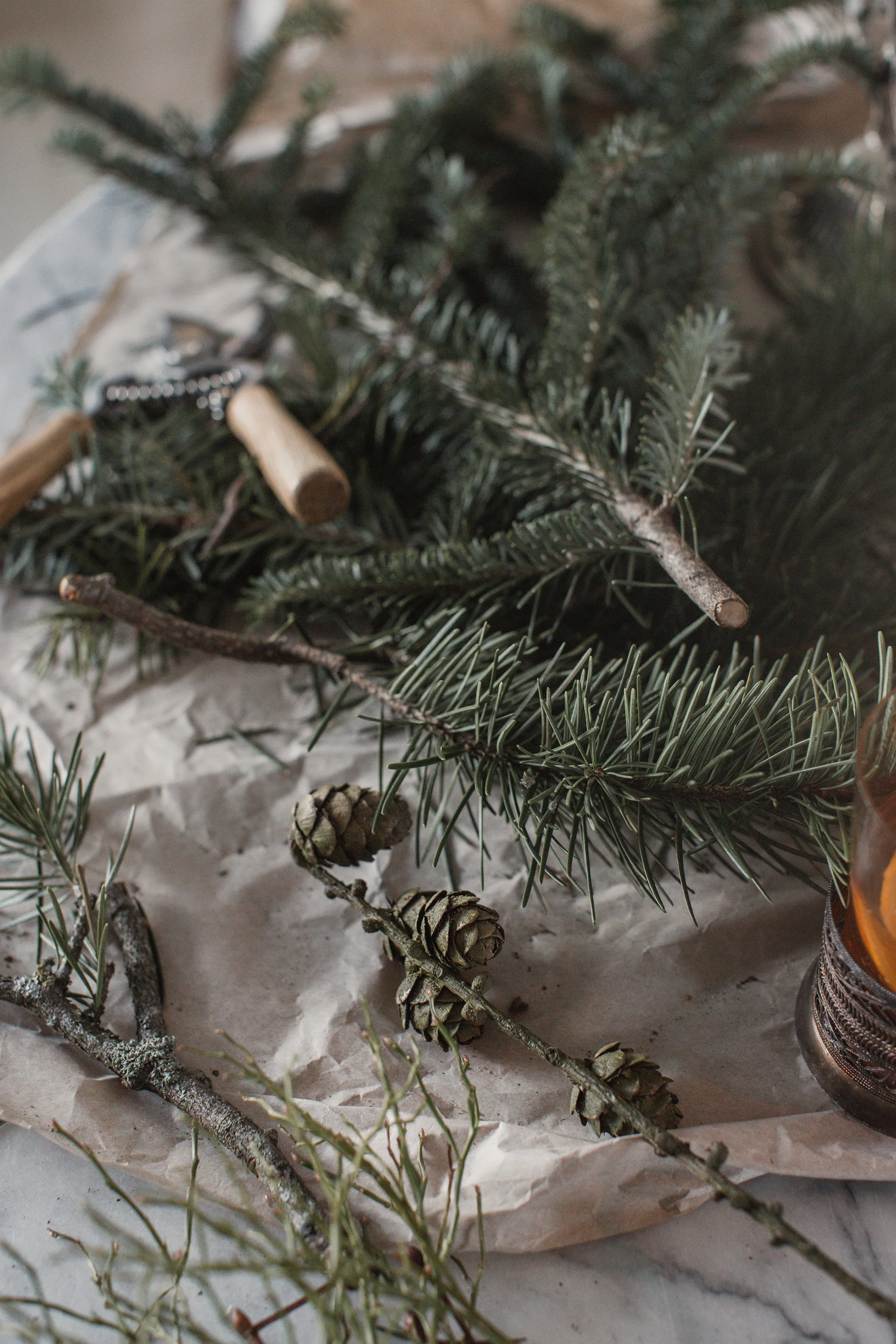 spraypainted these pines with a moss green