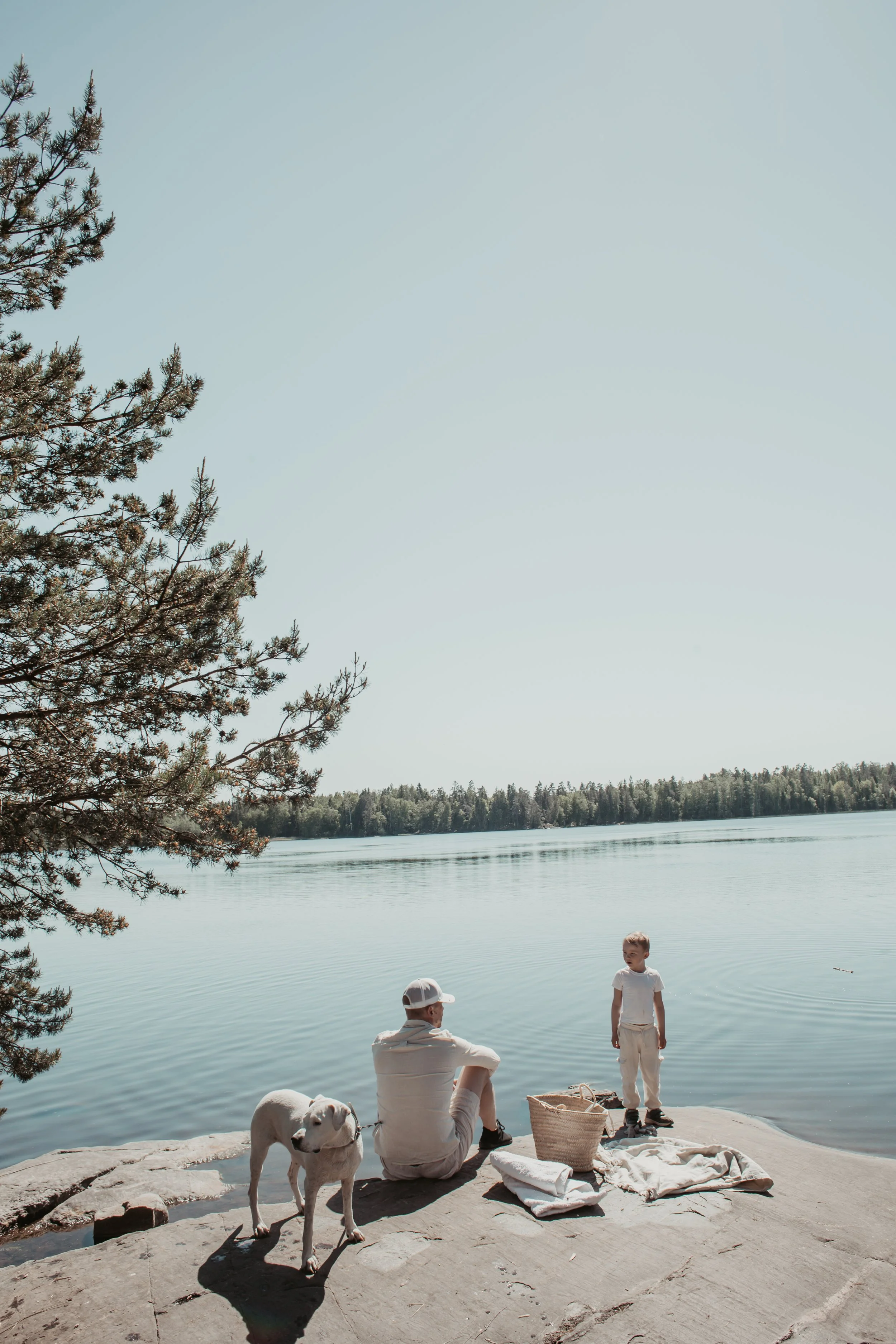 swims in the lake 