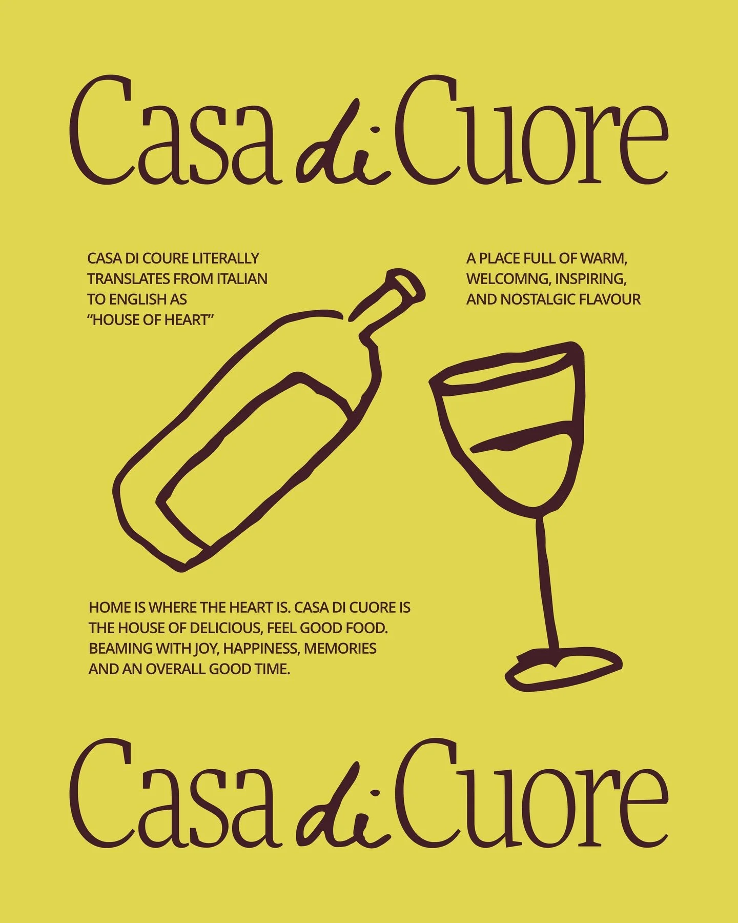 Branding for an Italian restaurant but make it groovy!!🤩

Casa Di Cuore is an Italian restaurant with wholesome, nostalgic flavour and classic dishes. Always the freshest, tastiest home family made recipes 🍝 

We had an absolute blast creating this