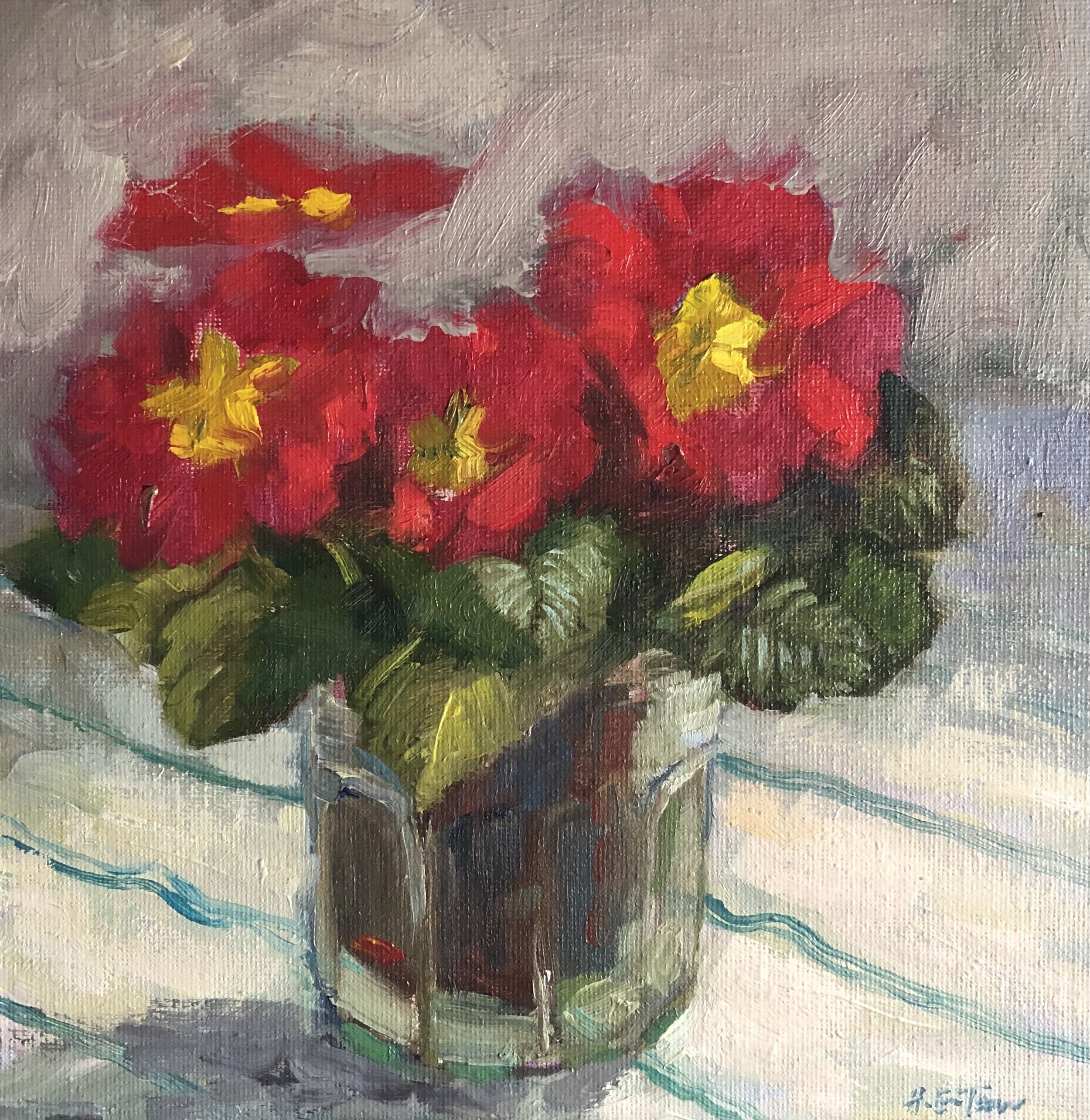 A Jar of Red Primroses