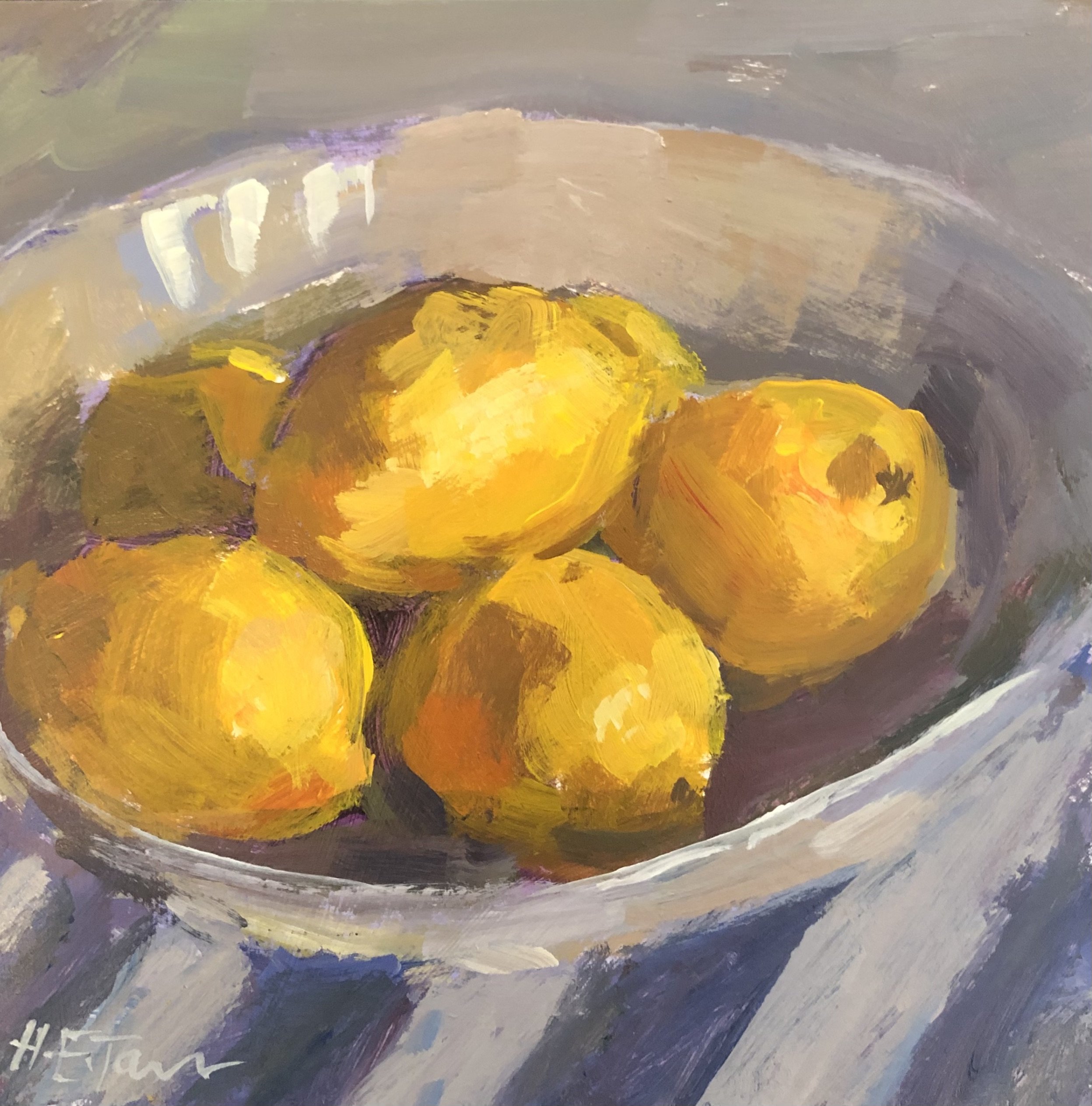 Lemons in a White Bowl