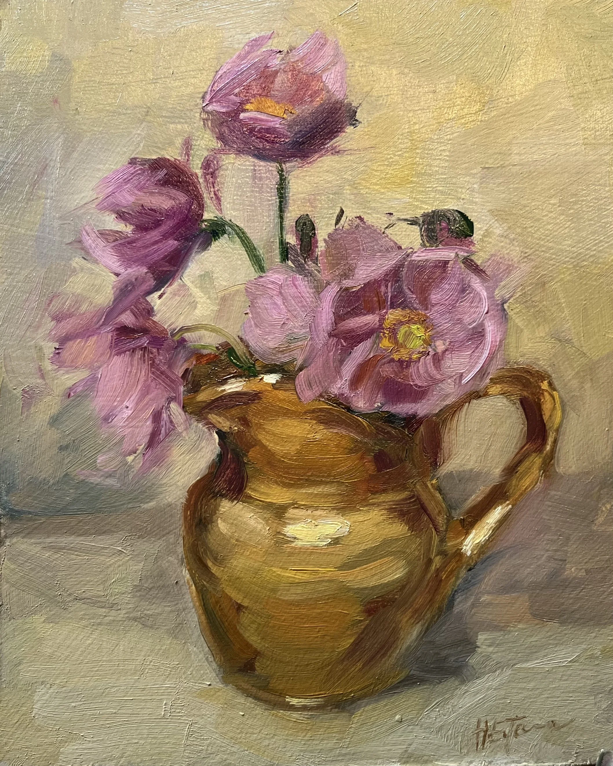 Anemones in a Vintage Jug