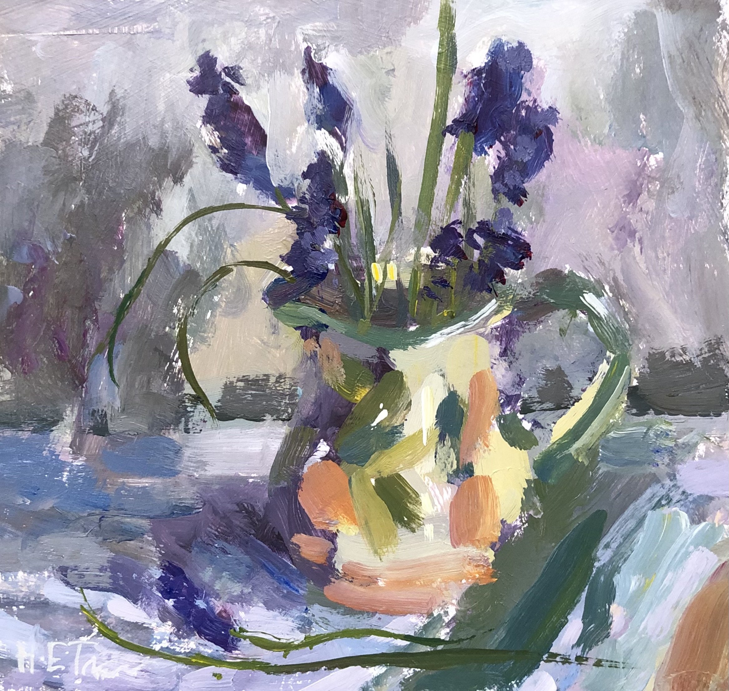 Grape Hyacinths in a Spanish Jug