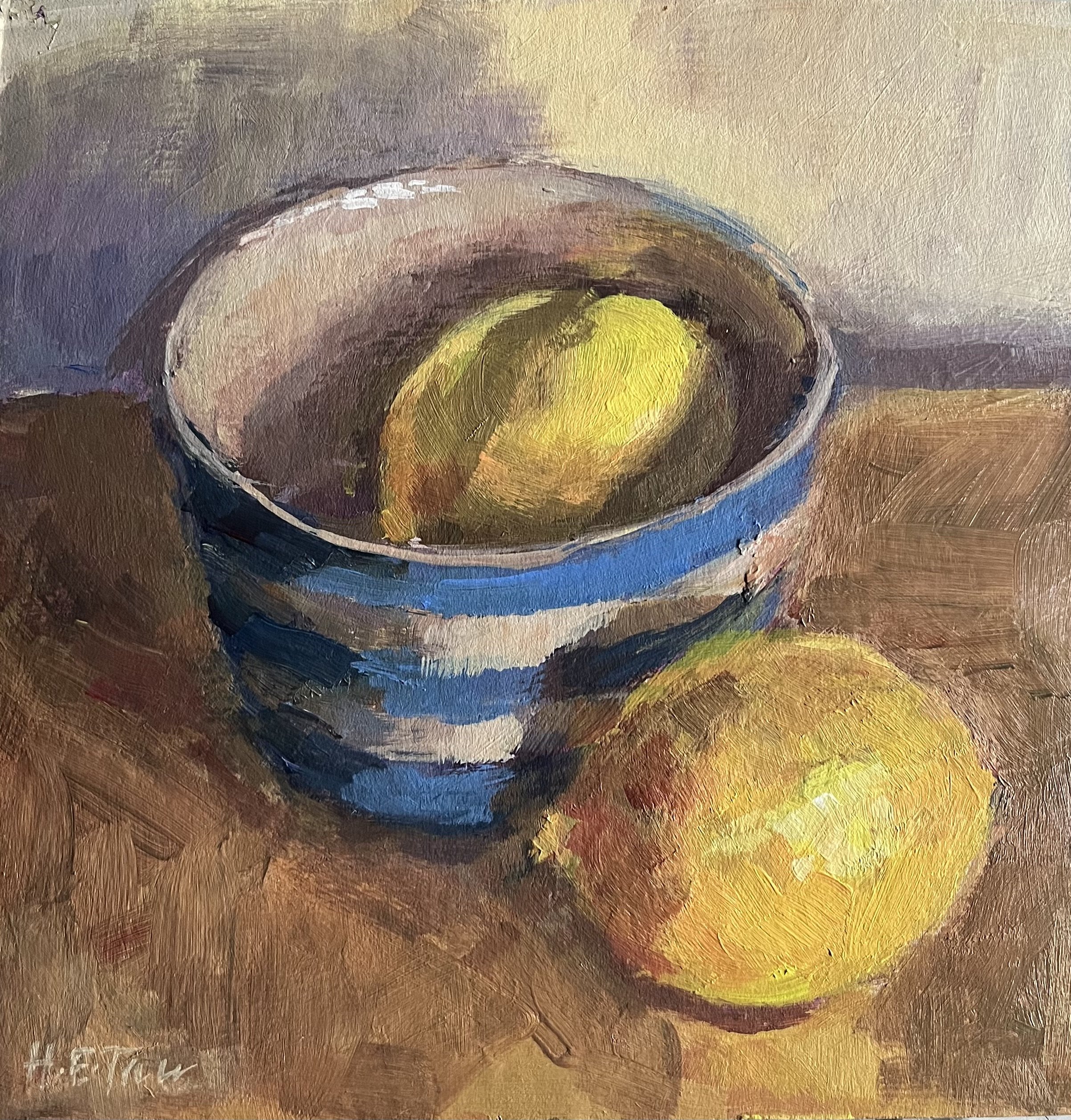 Two Lemons and a Cornishware Bowl
