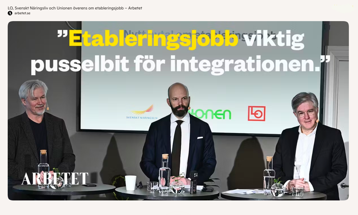 Etableringsjobb – stöd till arbete för nyanlända och arbetsgivare